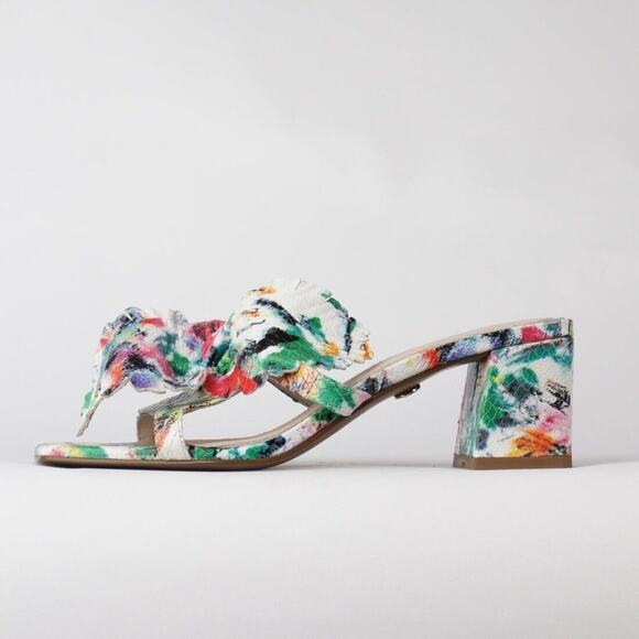 Cecelia New York Happy Multi Flower Sandals Floral Block Heeled Sandal $228 NEW - Picture 3 of 6